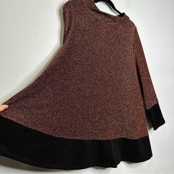IC By Connie K Copper Metallic Colorblock Pullover Stretch Knit Tunic Top XXL - Picture 4 of 11